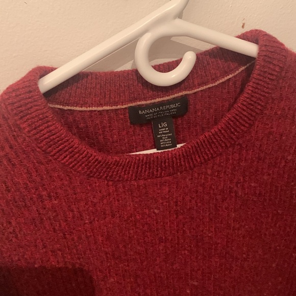 Gorgeous Banana Republic Red Italian Wool Crewneck Sweater SZ Large - Picture 3 of 4